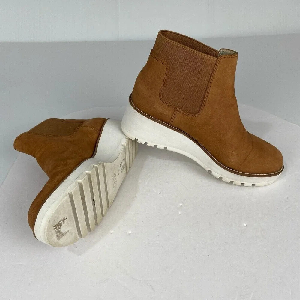 Eileen Fisher Shoes Womens Size 6.5 Brown Suede‎ Wedge Heel Booties.Platform